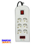 محافظ شش خانه ارت دار با کلید و کابل 1/8 متری پارت الکتریک کد 8794