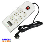 محافظ شش خانه ارت دار با کلید و کابل 3 متری پارت الکتریک کد 8795