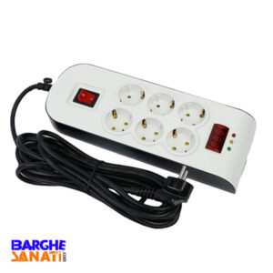 محافظ شش خانه ارت دار با کلید و کابل 5 متری پارت الکتریک کد 8796